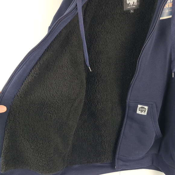 NEW Buffalo Outdoors Mens Sz Large Full Zip Sherpa Lined Hoodie Jacket Blue NWT - Picture 7 of 7